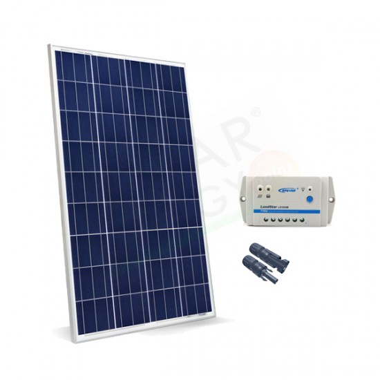 KIT SOLARE BASE 100W 12V – MODULO FOTOVOLTAICO 100W E REGOLATORE 10A PWM