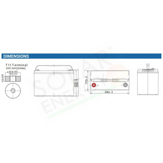 PRIME PCA 100-12 – BATTERIA SOLARE AGM 100AH 12V DEEP CYCLE 