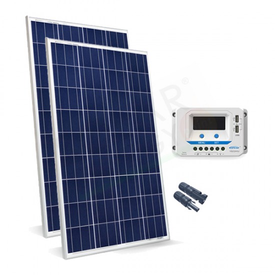 KIT SOLARE BASE 300W 24V – MODULI FOTOVOLTAICI 150W E REGOLATORE 20A PWM