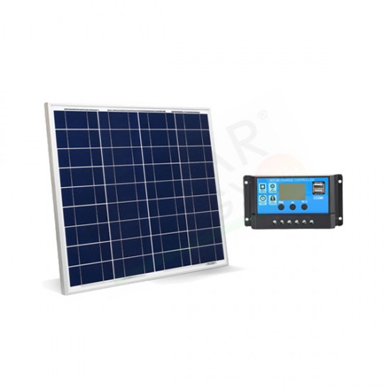 KIT SOLARE CAMPER 50W 12V – MODULO FOTOVOLTAICO 50W E REGOLATORE 10A PWM