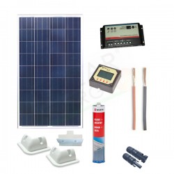 KIT SOLARE CAMPER PLUS 200W 12V – MODULO 200W / REGOLATORE 20A PWM DUAL / ACCESSORI FISSAGGIO