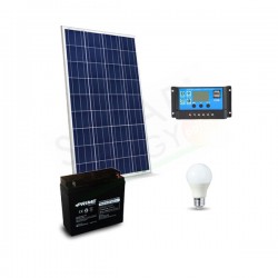 KIT SOLARE ILLUMINAZIONE 30W 12V PER INTERNI 1 LAMPADA LED - AUTONOMIA 8 ORE