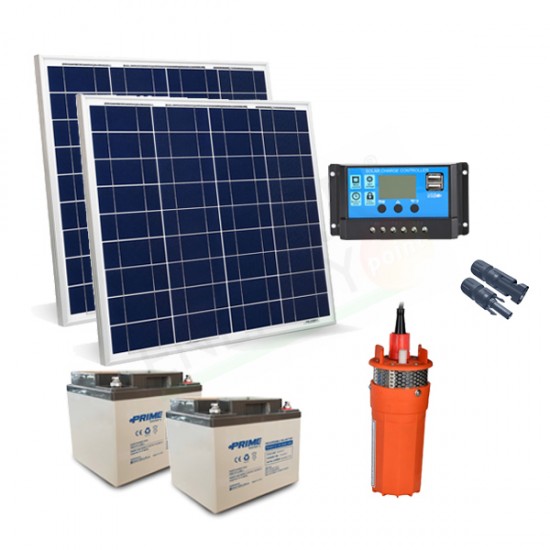 KIT SOLARE IRRIGAZIONE 100W 24V 360 L/H PREVALENZA MAX 70 MT