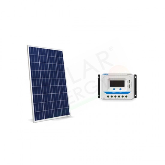 KIT SOLARE BASE 10W 12V – MODULO  FOTOVOLTAICO 10W E REGOLATORE 10A PWM CON PRESA USB