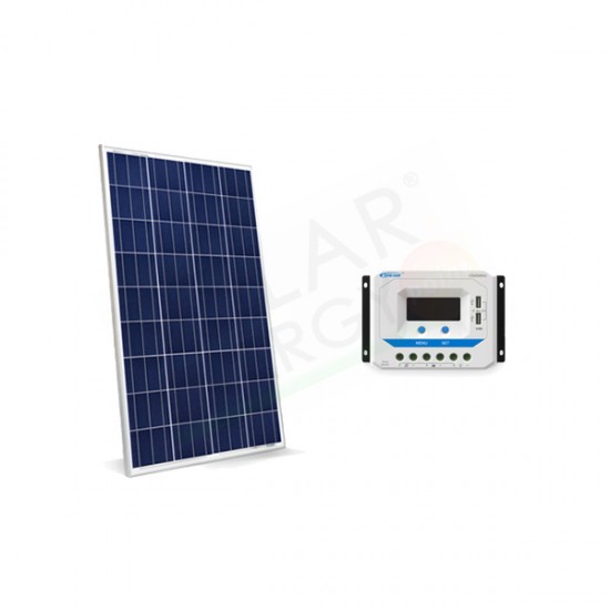 KIT SOLARE BASE 20W 12V – MODULO  FOTOVOLTAICO 20W E REGOLATORE 10A PWM CON PRESA USB