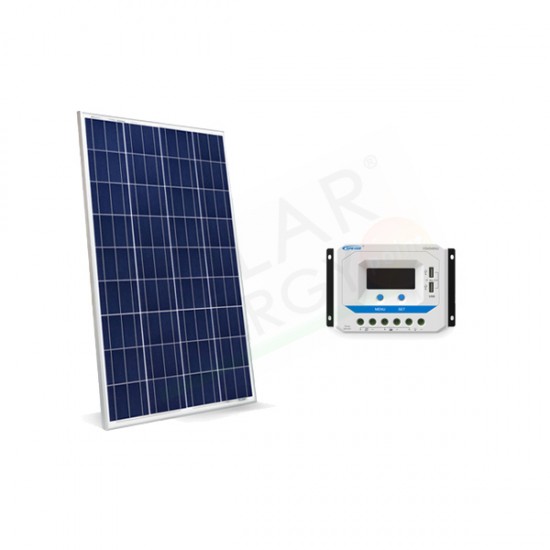 KIT SOLARE BASE 30W 12V – MODULO  FOTOVOLTAICO 30W E REGOLATORE 10A PWM CON PRESA USB