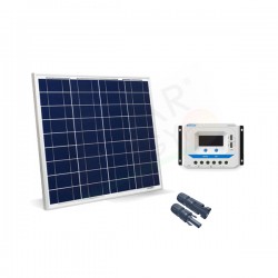 KIT SOLARE BASE 50W 12V – MODULO  FOTOVOLTAICO 50W E REGOLATORE 10A PWM CON PRESA USB