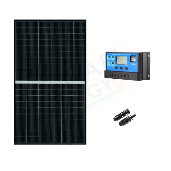 KIT SOLARE BASE 410W 24V – MODULO FOTOVOLTAICO 410W E REGOLATORE DI CARICA 20A PWM