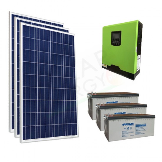 KIT FOTOVOLTAICO OFF-GRID 400 W 12V CON BATTERIE AGM 600 AH