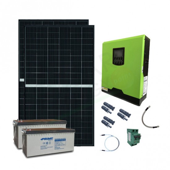 KIT FOTOVOLTAICO OFF-GRID 1230 W 24V CON BATTERIE AGM 400 AH