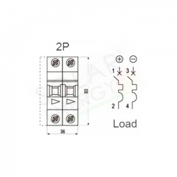 INTERRUTTORE AUTOMATICO MAGNETOTERMICO CC 20A 2P 800VDC 