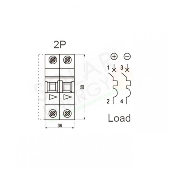 INTERRUTTORE AUTOMATICO MAGNETOTERMICO CC 20A 2P 800VDC 