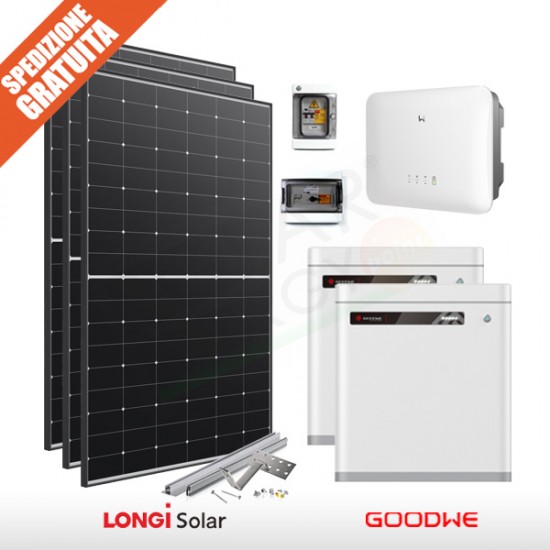 KIT FOTOVOLTAICO 6.6 KW LONGI SOLAR – GOODWE CON ACCUMULO 10 KWH (COMPLETO)