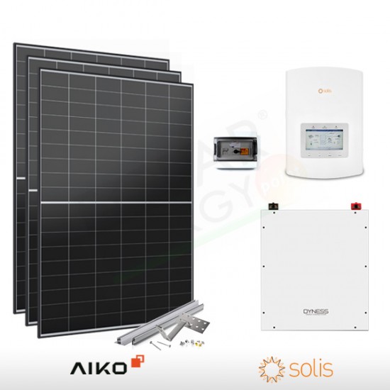 KIT FOTOVOLTAICO 3.2 KW AIKO – SOLIS CON ACCUMULO DA 4.8 KWH (COMPLETO)