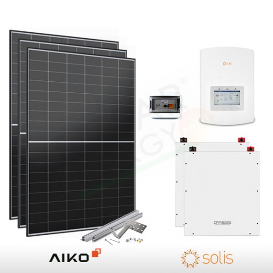 KIT FOTOVOLTAICO 6.5 KW AIKO – SOLIS CON ACCUMULO DA 9.6 KWH (COMPLETO)