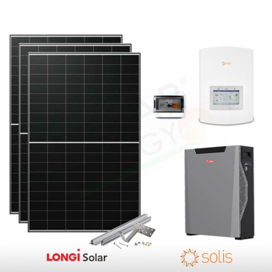 KIT FOTOVOLTAICO 3.2 KW LONGI SOLAR – SOLIS CON ACCUMULO DA 5.3 KWH (COMPLETO)